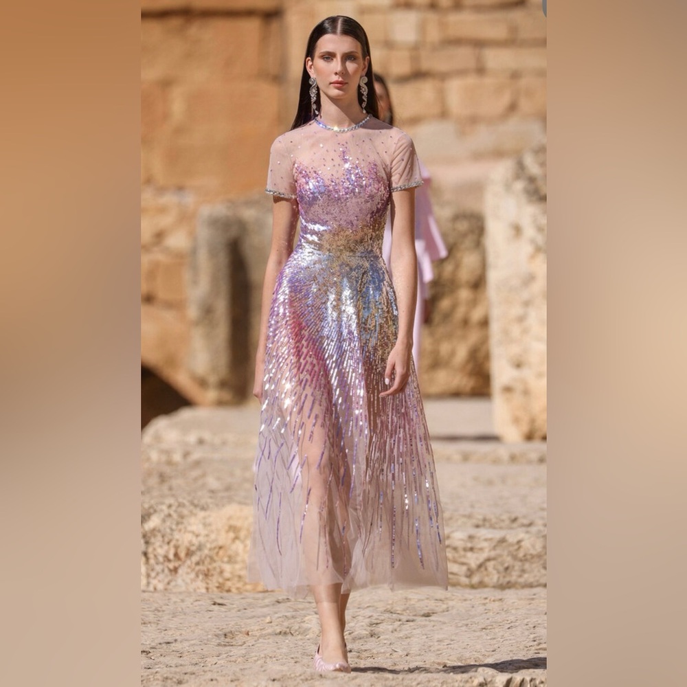 Georges Hobeika Embellished Tulle Midi Dress